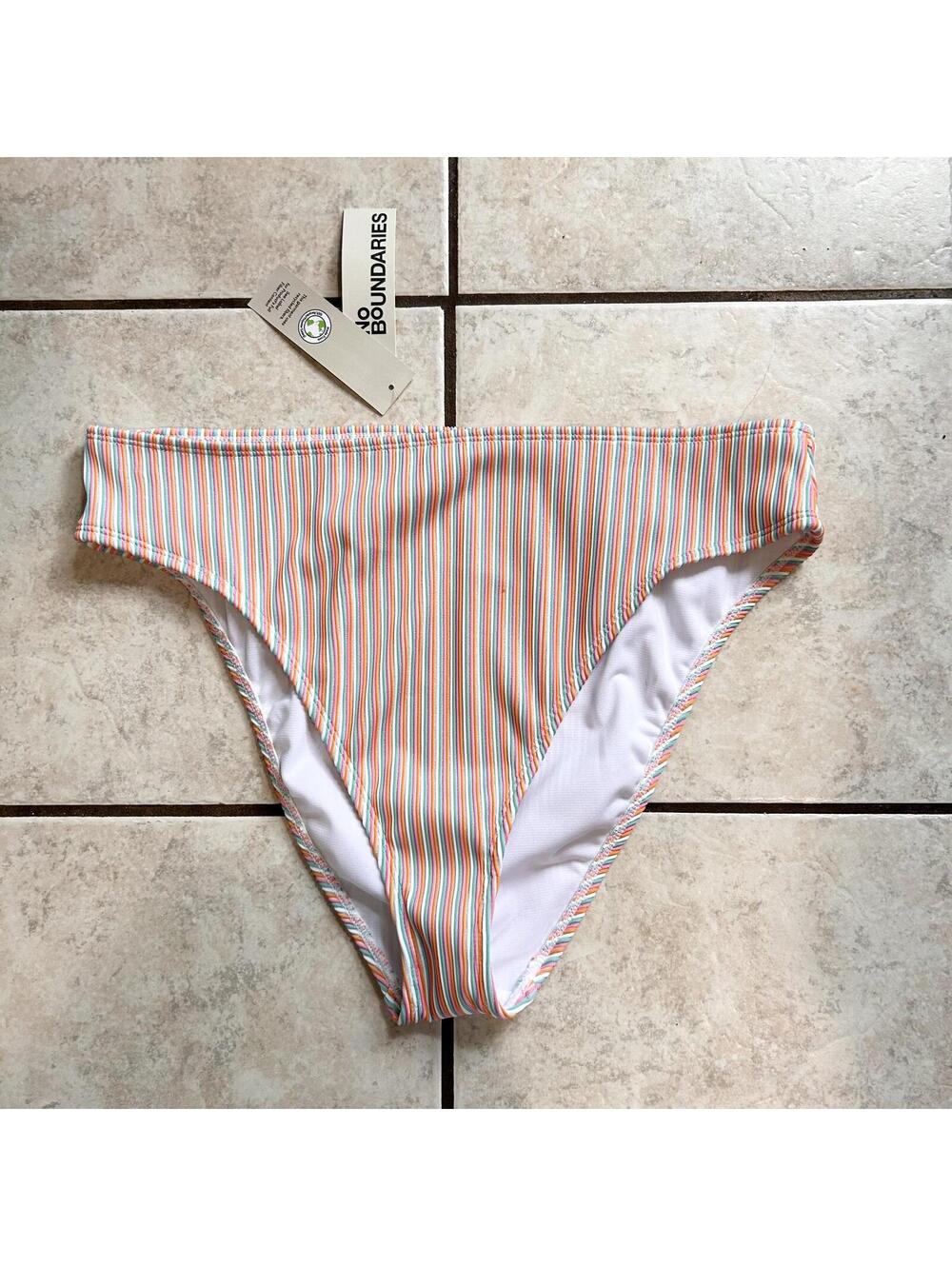 No Boundaries Colorful Striped Cheeky High Leg High Waist Bikini Women's XL